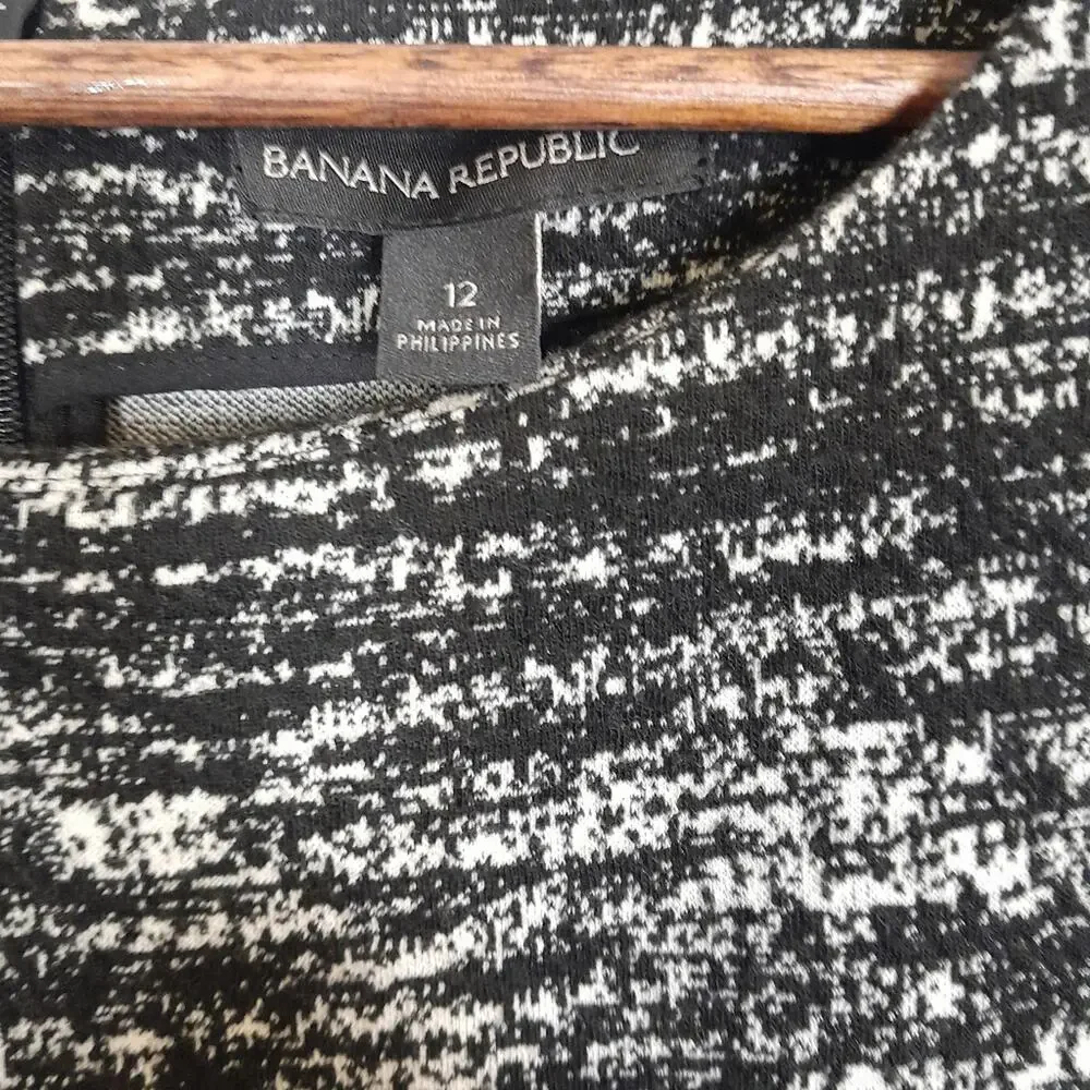Banana Republic Black White Stretch Dress Women 12 Classic Corpcore Business - Picture 3 of 7